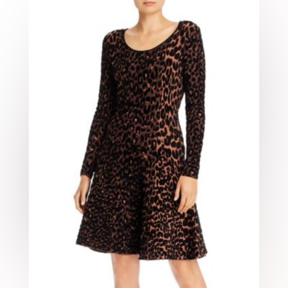 Milly cheetah print long sleeve sweater dress size medium like new